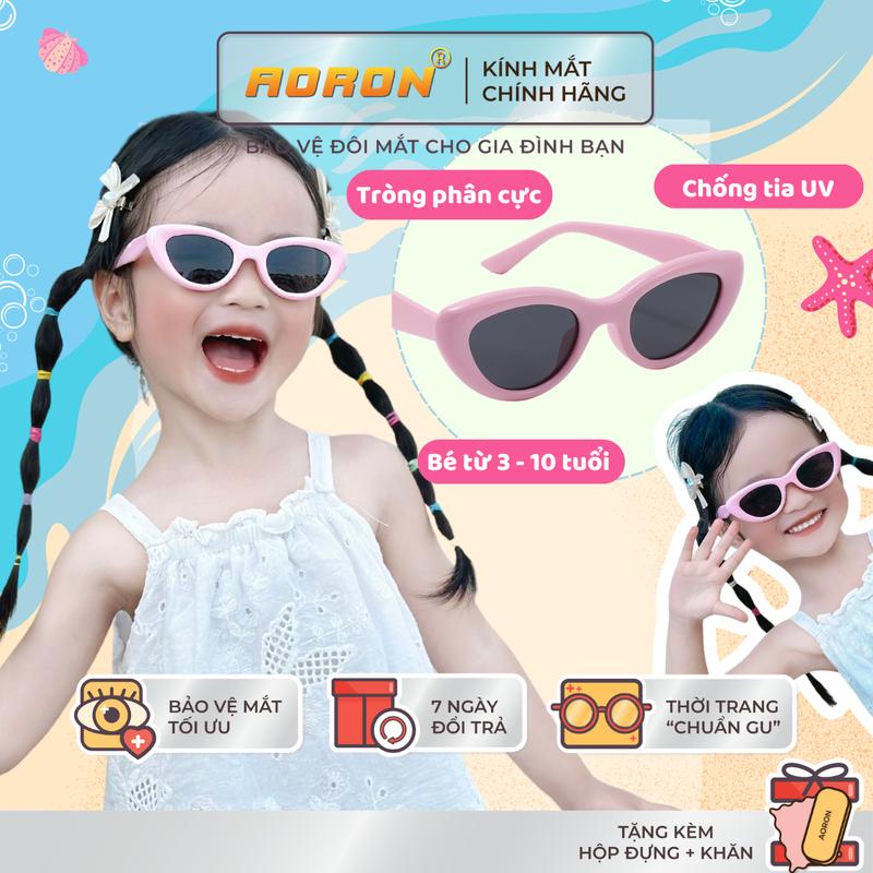 Aoron - Kính Râm Phân Cực Cho Bé 3-10 Tuổi, Kính Thời Trang Đi Biển, Đi Đường Chống UV400 Chống Chói Bảo Vệ Mắt Hiệu Quả, Thiết Kế Mắt Mèo Hiện Đại, Thời Thượng, Đàn Hồi Cho Bé Thoải Mái Vui Chơi Hoạt Động - AK245