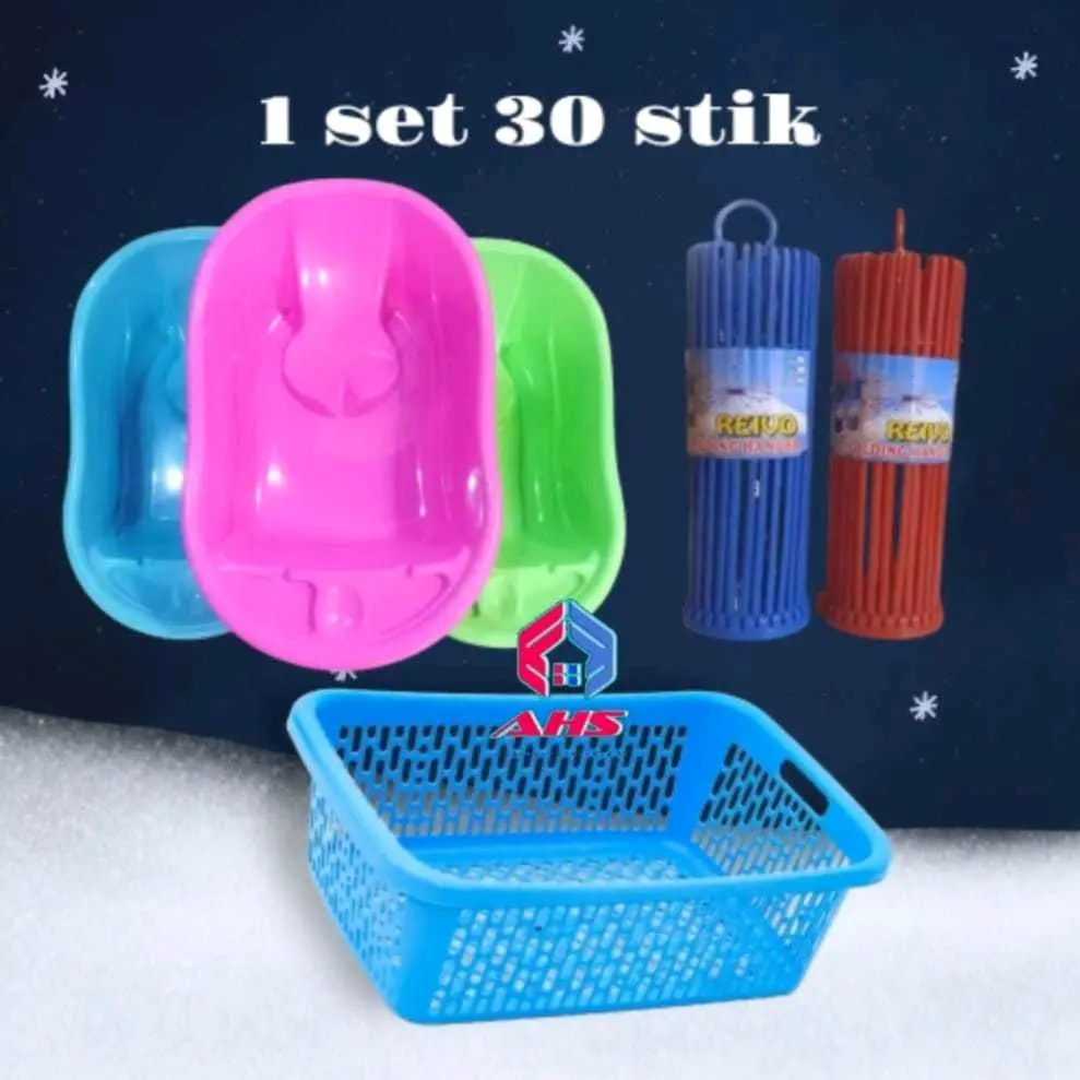 Paket Hemat Bak Mandi Polin - 1 Set 30 Stik - keranjang Plastik