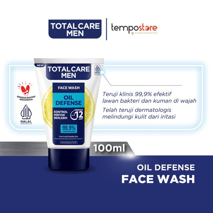 Gambar Total Care Men Face Wash Oil Defense 100ml [1pcs] - Sabun Wajah Pria Solusi Minyak Berlebih dari TempoStore Kota Administrasi Jakarta Timur Tokopedia