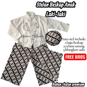 di jamin real pict Stelan beskap anak Laki-laki katun premium+celana sarung+ blangkon solo