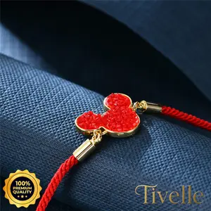 [ Bisa Cod ] Gelang Mickey Mouse Red Gold | Gelang Karakter Glitter Wanita Remaja Anak Aesthetic Cute Korea Style Kado Hadiah Ulang Tahun Cewek Lucu