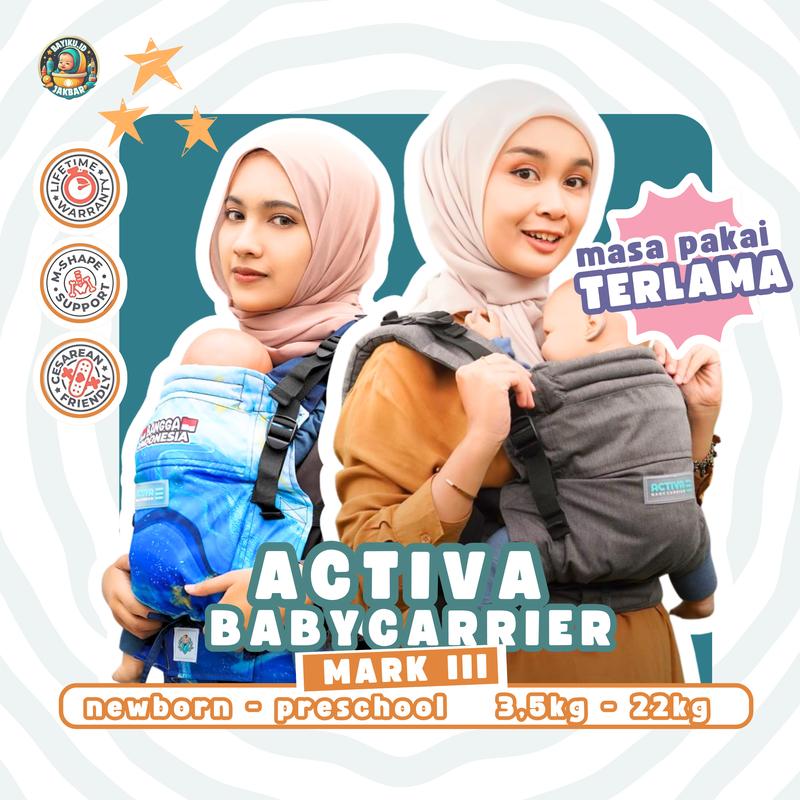 ACTIVA MARK 3 ADJUSTABLE SOFT STRUCTURE CARRIER GENDONGAN BAYI NEWBORN TO TODDLER ONE SIZE FIT ALL BODY 0