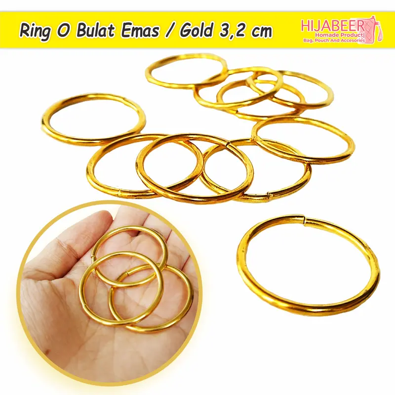 Ring O Bulat Emas 3.2 cm Aksesoris Tas /10pcs 0