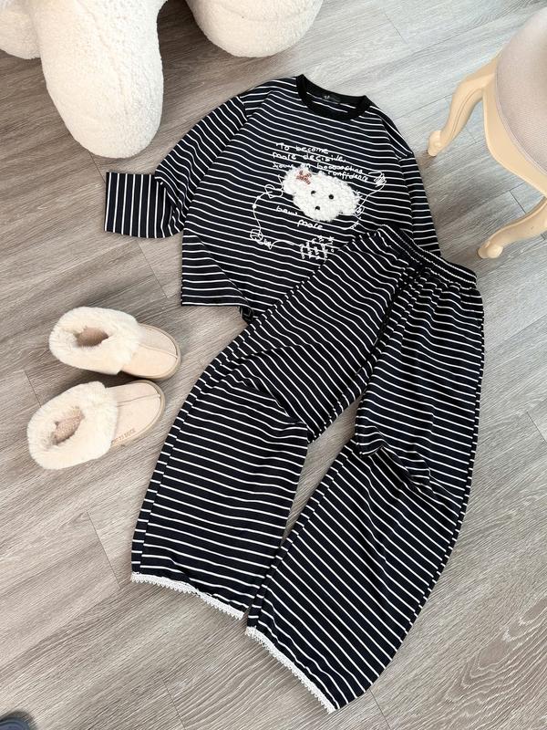 Sét bộ quần áo thu đông cún nơ dài tay quần dài unisex