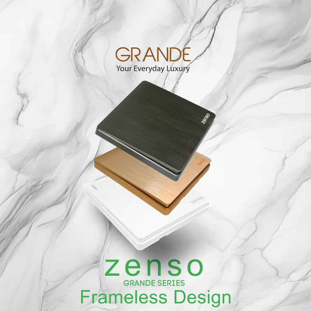 [SIRIM] Zenso Grande Socket and Wall Switch Slim Modern Switches Design 13A 15A 20A/45A Door Bell [White/GREY/Gold]