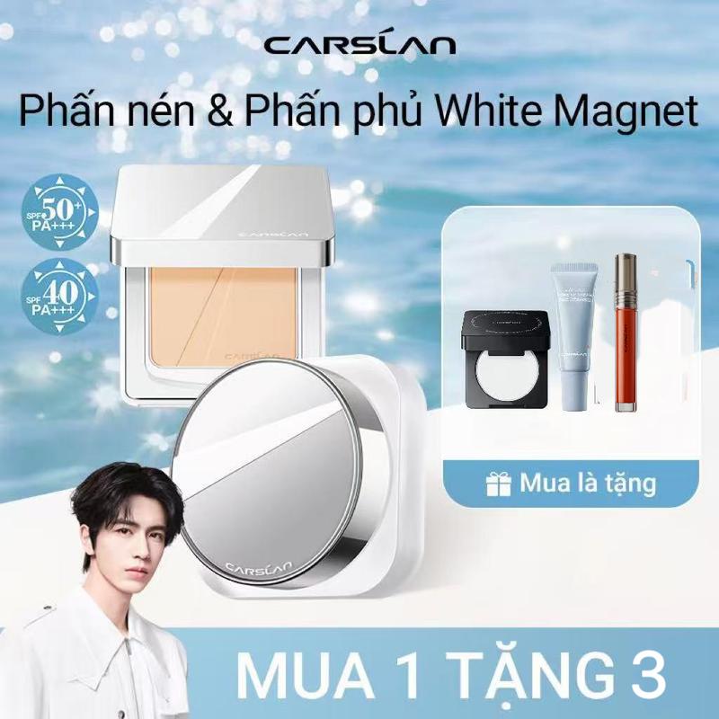   CFV-2  Phấn phủ chống nắng White Magnet Carslan SPF 40+ PA+++ 9g Đều màu mịn da ngay Nắng nóng bám nền lâu+ Gifts Son dưỡng mini*1+Kem nâng tông mini 5g*1+Phấn nén mini*1 