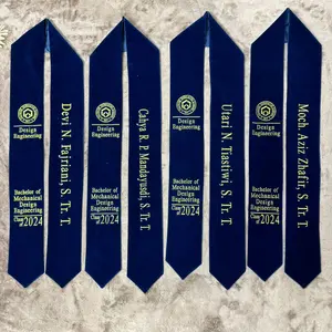 (1HARIJADI) Selempang Leher Bludru Premium Bordir Metalik Gold & Silver - Custom Bentuk dan Ukuran