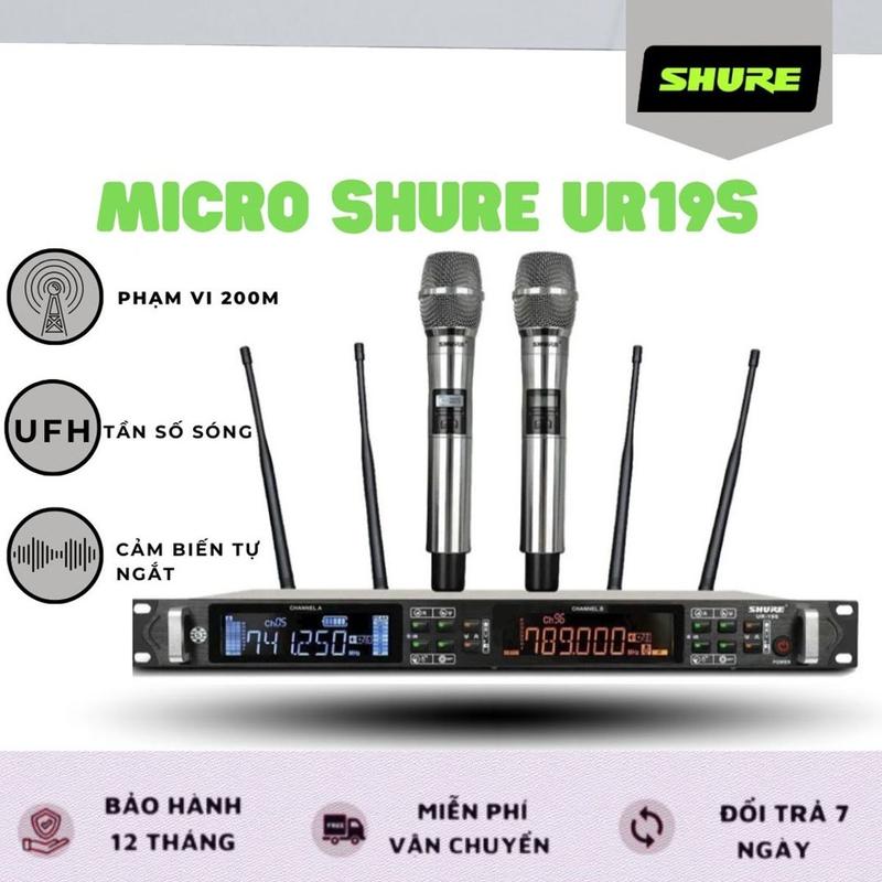 Micro Karaoke Không Dây Shure UR-19S, Mic Hát Nhẹ,Chống Hú Cực Đỉnh ,Cảm Biến Nhạy Tự Ngắt,Sóng Siêu Xa 200M