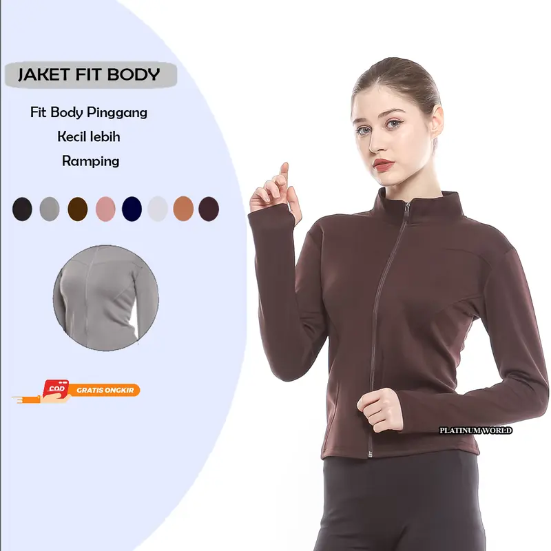PLATINUM WORLD.ID Jaket Olahraga Lengan Panjang Fit Body Wanita Yoga Pilates Lari Gym Fitnes Pink Premium Quality