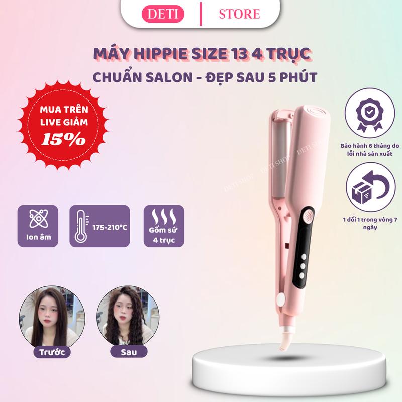  Máy uốn tóc hippie dập xù tạo kiểu làm tóc xoăn tự nhiên tại nhà máy xoăn hippie sóng nước Size 13,25,28,32mm DETI 