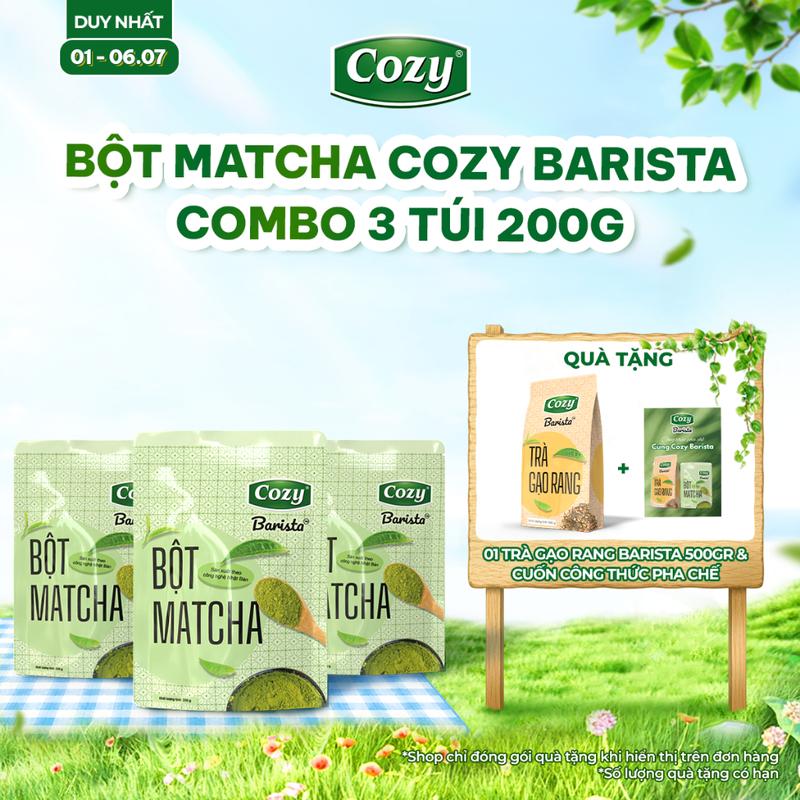 CODCombo 3 Túi Bột Trà Xanh Matcha COZY 200G/Túi Hương Vị Thơm Mát Tốt Cho Cơ…