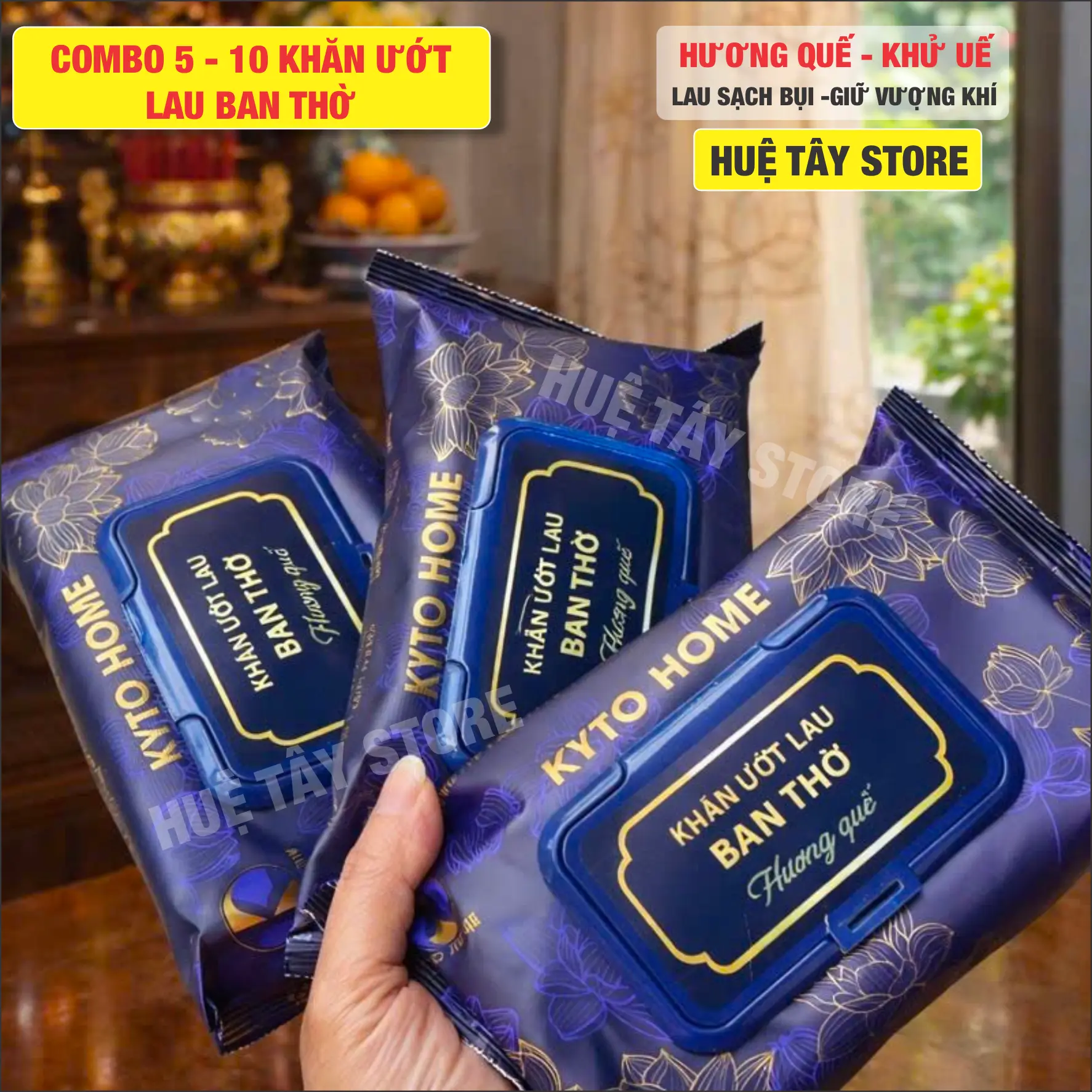 COMBO KHĂN ƯỚT LAU BÀN THỜ -Hương Quế thơm, [1 bịch 30 tờ] - Cần thiết cho Ban Thờ từng nhà A1 - 1