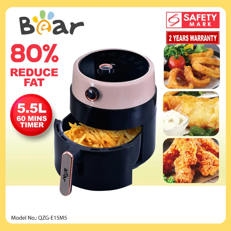 PowerPac x Bear Air fryer 5.5L with Hot Air Flow System (QZG-E15M5)