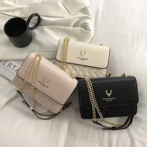 Tas Selempang Wanita Tali Rantai / Slingbag Wanita Tali lantai  Shoulder Bag Wanita TGJ066 Hitam,Putih,Pink Bahan Kulit PU Sintetis