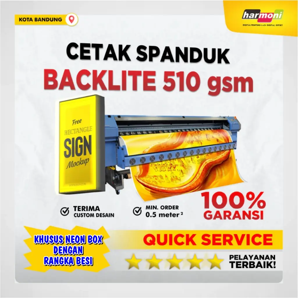 Cetak Backlite 510 gsm Outdoor Bahan Neonbox Spanduk Khusus Neon Box