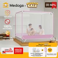 Gambar [PROMO] Medoga Kelambu Tidur Minimalis Anti Jatuh Anti Nyamuk Tenda Bayi & Dewasa Jumbo Kotak 120 160 180 200 - Pink, 160 x 200 dari kelambu medoga Kota Tangerang Selatan 1 Tokopedia