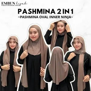 PASHMINA 2 IN 1 - Pashmina Oval Inner Instan Rayon Premium - Pashmina Oval Menutup Leher