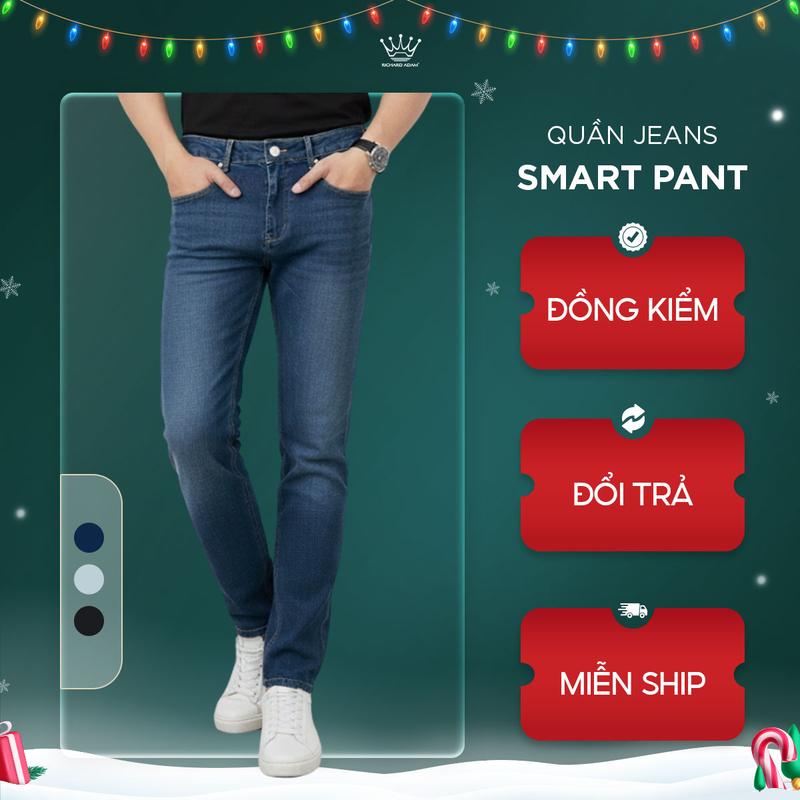 Quần Jeans Nam Cao Cấp Richard Adam Chính Hãng Vải Denim Cao Cấp Co Giãn Thoáng Mát Thấm Hút Tổt quần bò Nam Phom Regular xanh nhạt đẹp ống đứng QJ150425
