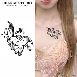 รอยสักช้างเด็ก ดีไซน์น่ารัก รอยสักชั่วคราวติดทนนาน 15 วัน กันน้ำ ไม่กลัวการเสียดสี สติ๊กเกอร์รอยสัก