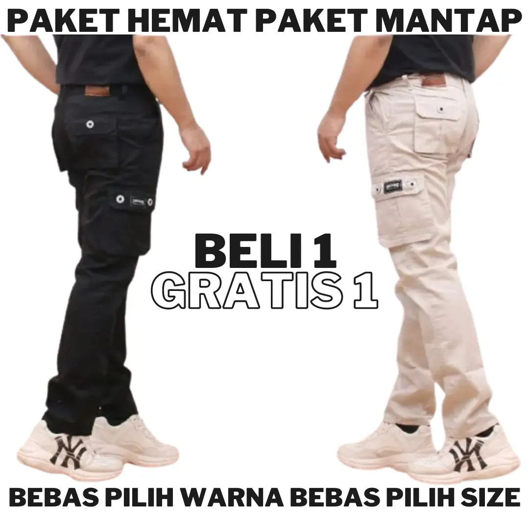TEBUS MURAH BELI 1 GRATIS 1 CELANA CARGO PANJANG PRIA CELANA KIMPUL CELANA PRIA