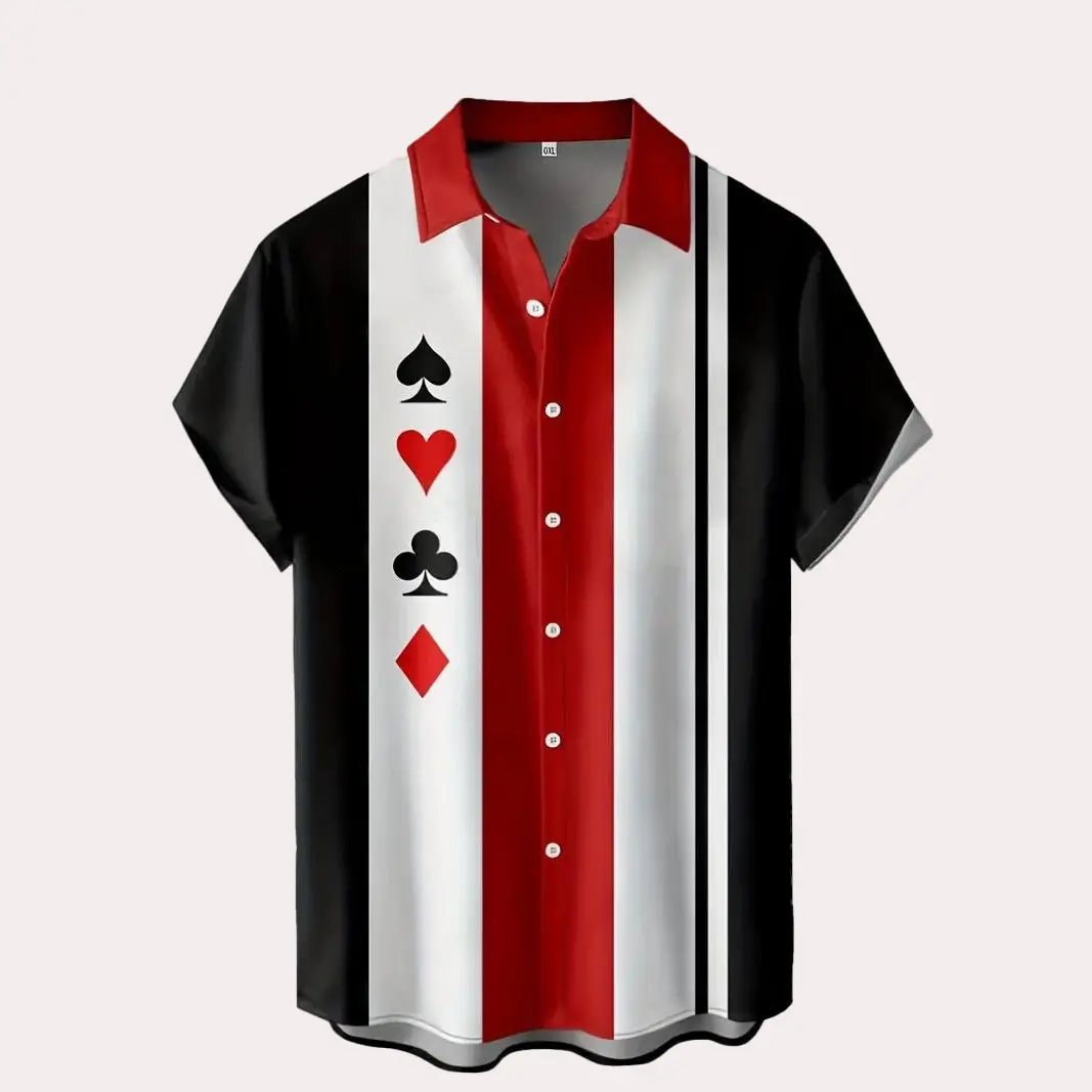 Fashion Tops, Striped Patchwork Print Shirt, For Men and Women, Short Sleeve Shirt, Button Up Shirt, Shirt Design