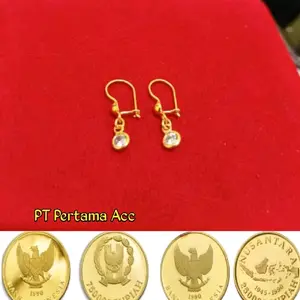PT Pertama Acc Anting Desi Juntay Permata Gold Terbuat Dari Koin Logam Cantik Elegan Anti Karat Anti Luntur Awet Tahan Lama