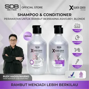 SDB X Silver Cover Pro Shampoo Silver Rambut 250ml with Keratin, Pathenol, Silk Protein |  Perawatan khusus rambut setelah bleaching