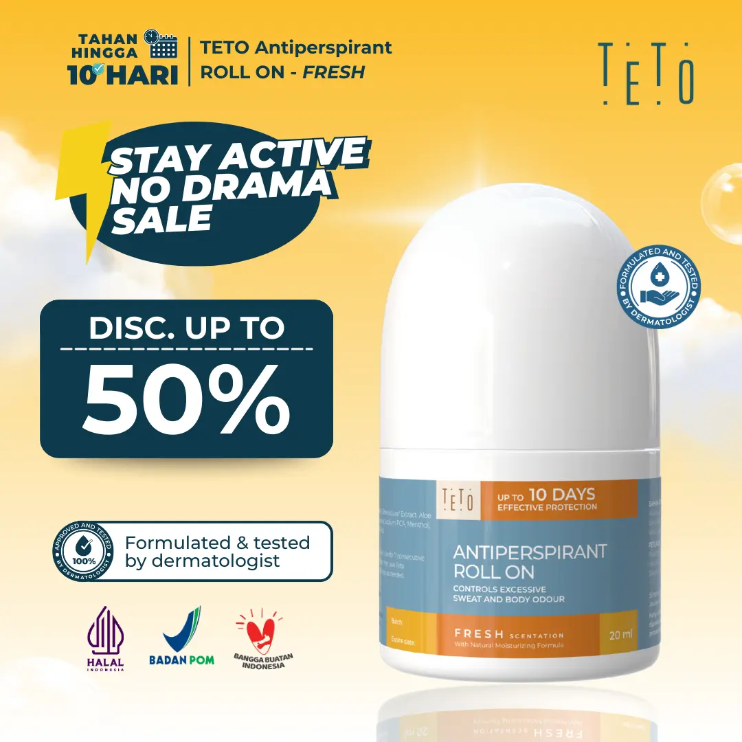 [BIG SALE] TETO Antiperspirant Roll On 20ml - Fresh, Mengurangi Keringat dan Bau pada tubuh serta ketiak