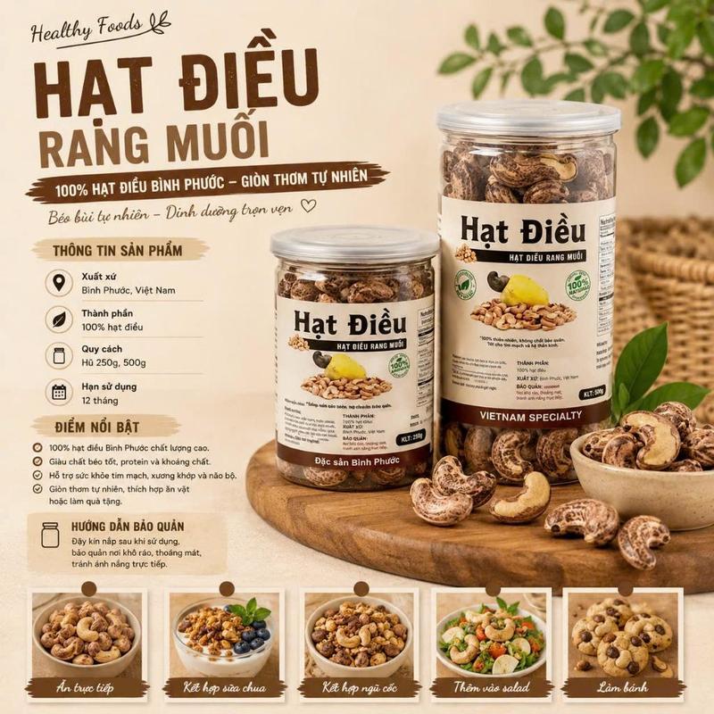Hạt Điều Rang Muối Phố Núi Store | Hạt Điều Bình Phước Nguyên Chất Giòn Thơm Tự…