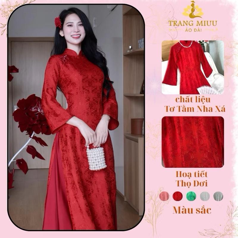 BST Tết 2026 Áo Dài lụa tơ tằm nha xá phối nút khuy tàu,thanh lịch thích hợp đi lễ đi chơi đi tiệc - Áo Dài Trang Miuu