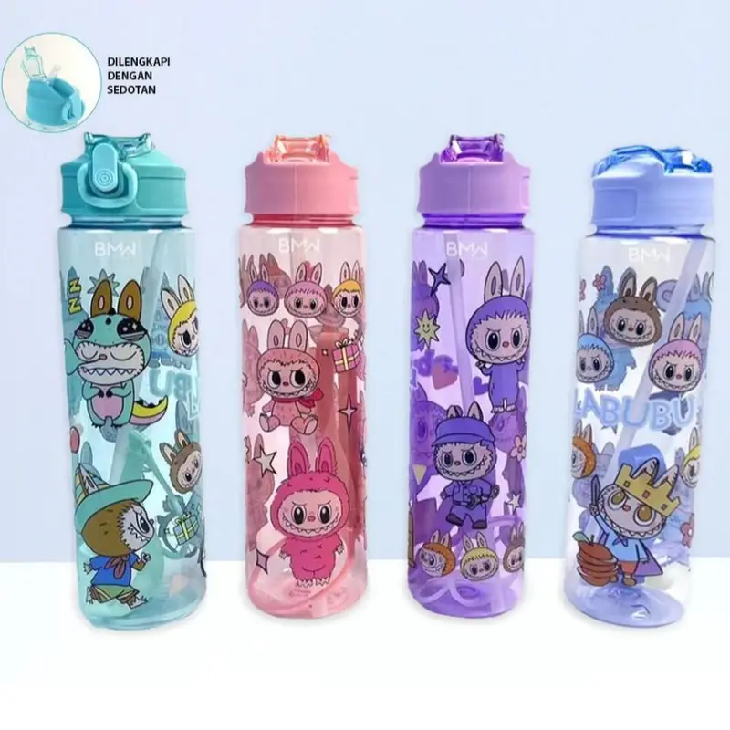 Botol Minum Anak Labubu Kapasitas 900ML Plus Tali Botol 0