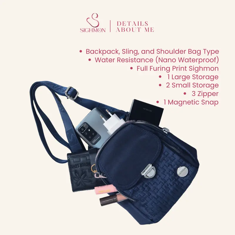 SIGHMON - Malika Bag - Tas Ransel Sling Bag Shoulder Bag 3 in 1 Import Wanita Premium Waterproof 7