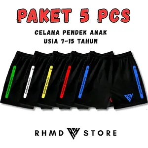 ISI 5 PCS Celana Pendek Anak Boxer Harian Santai Usia 8-15 Tahun Unisex Murah Bahan Lotto Fashion celana anak laki laki