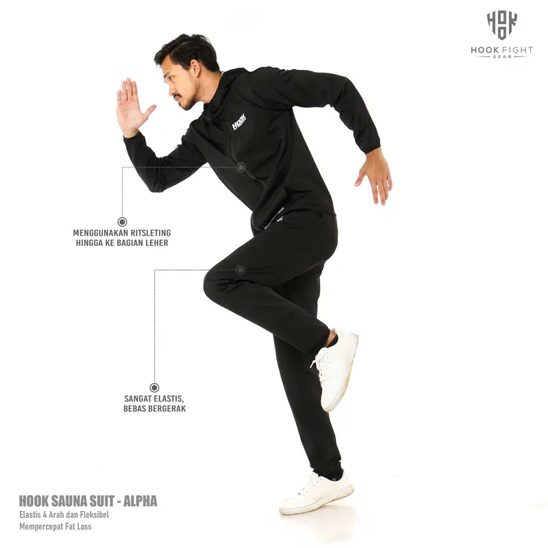 Jaket Sauna Suit Olahraga Baju Jas Pembakar Lemak Elastis Hook 1