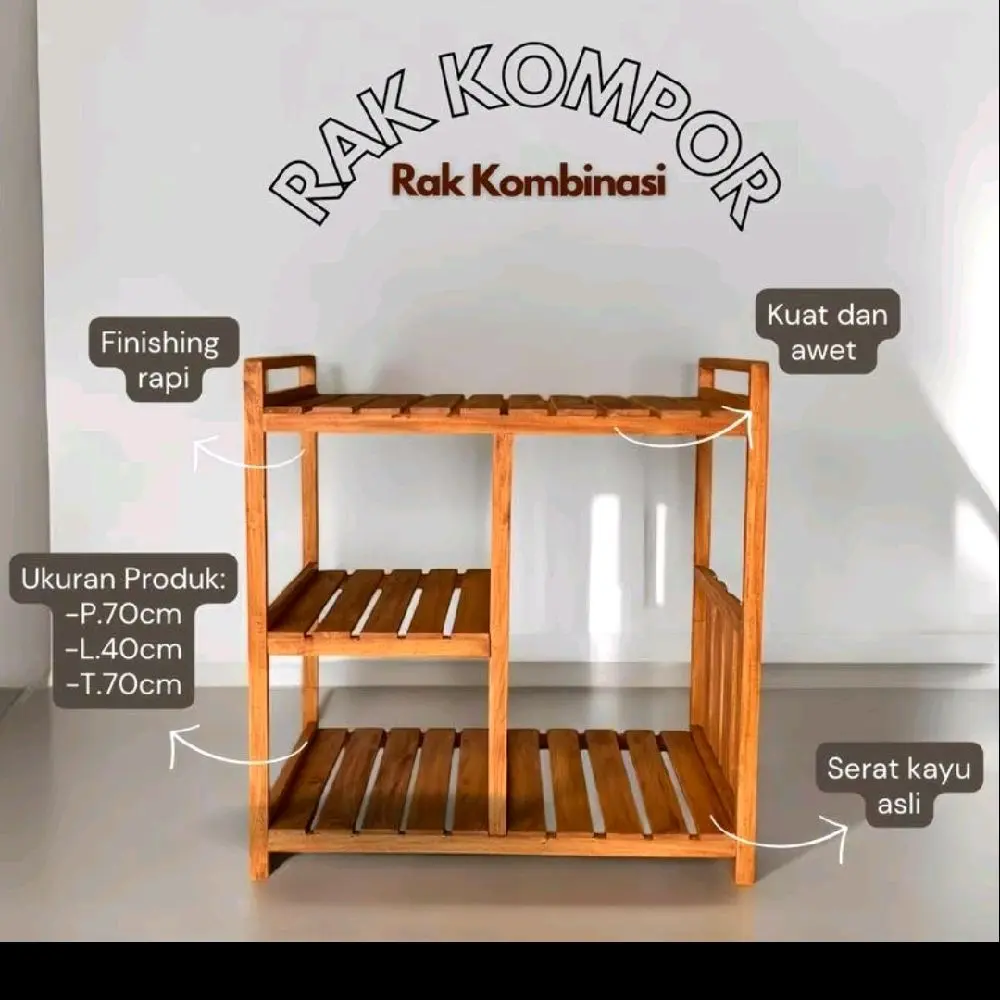 RAK KOMPOR 2 TUNGKU / RAK KOMBINASI / RAK ESTETIK Bahan Kayu