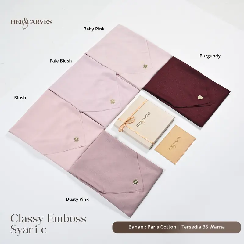 Classy Emboss Syari Hers - Kerudung Hijab Segi Empat Polos Syari Box Premium by HerScarves - Ecer (1pcs) 7