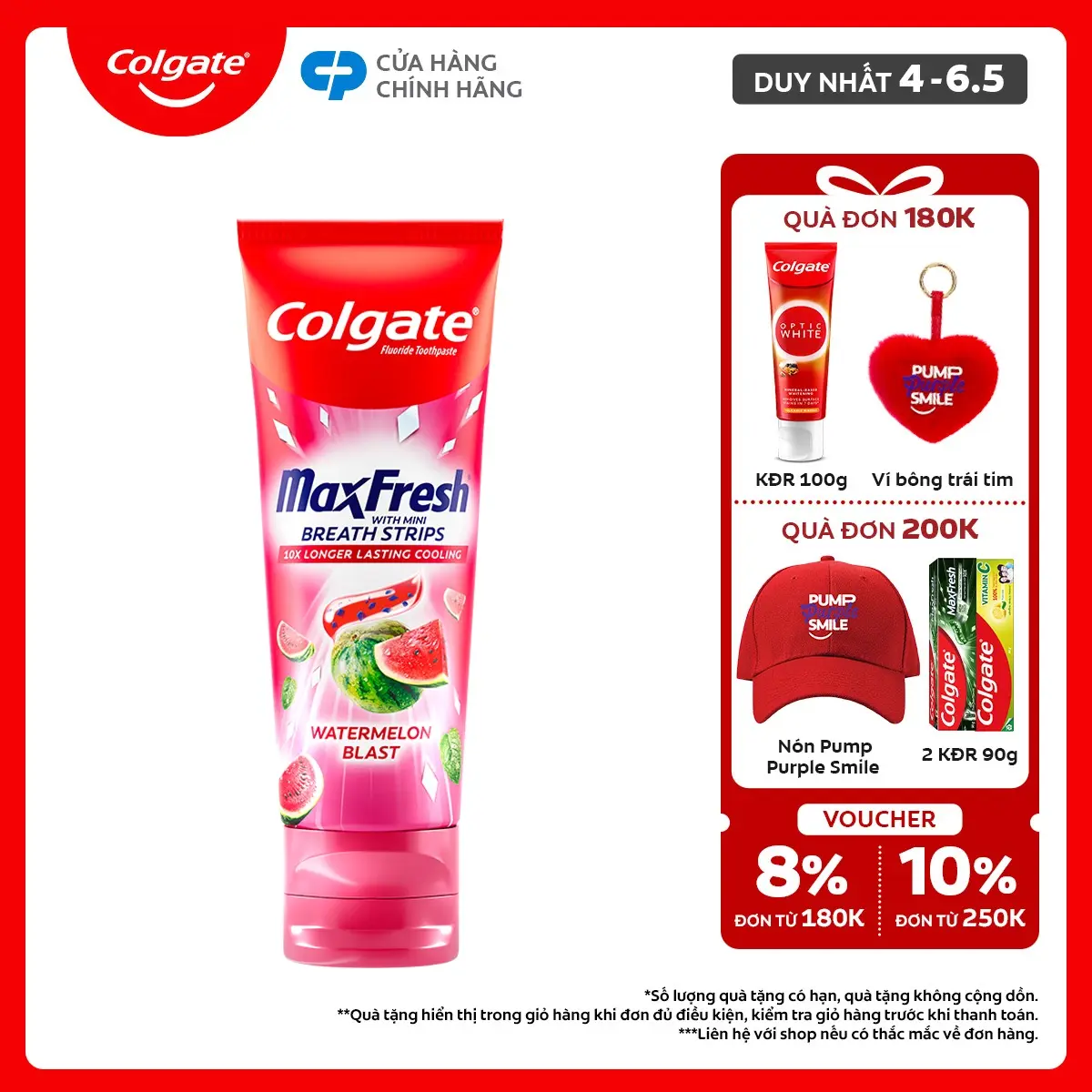 [DUY NHẤT 4-6.5][MỚI] Kem đánh răng Colgate MaxFresh Hương nhiệt đới, tinh thể cầu vồng the mát 100g/ tuýp