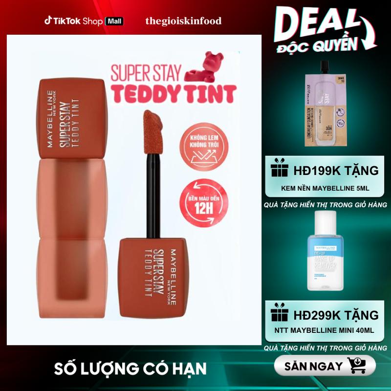 Son Kem Lì Bông Trang Điểm Bền Màu Maybelline Superstay Teddy 5ml Cosmetic Mỹ Phẩm Nữ Women Lip Tint
