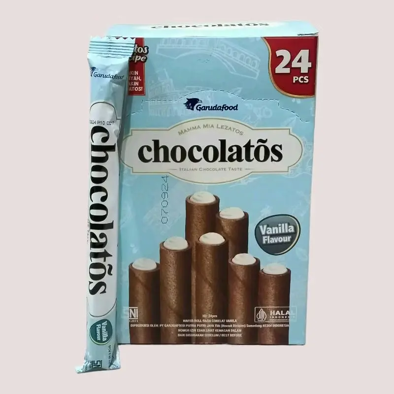 Chocolatos Long Stick Wafer Roll All Varian Isi 24 PCS/Box Camilan Coklat 1