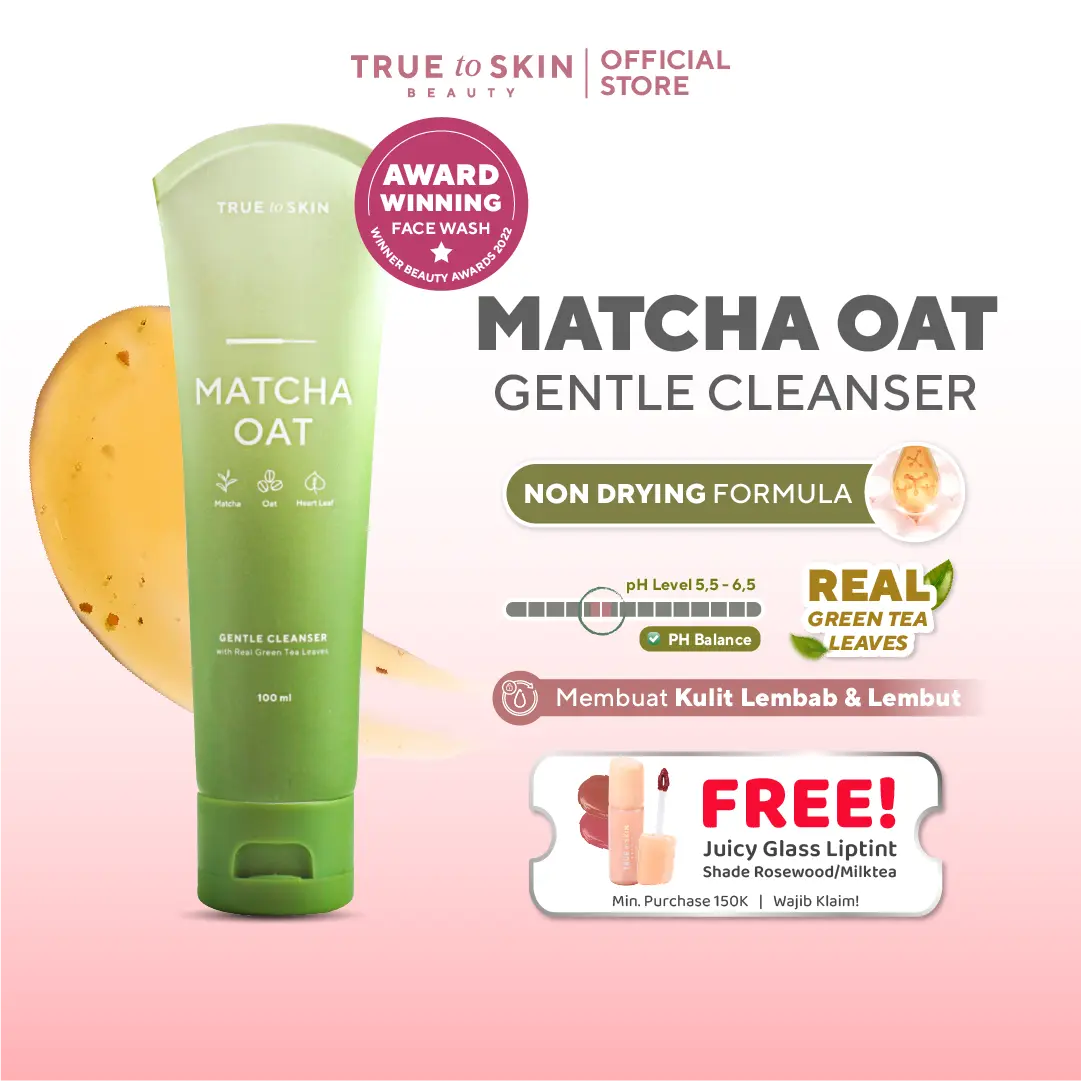 True to Skin - Matcha Oat Gentle Cleanser Extract Facial Kering Kotoran Membersihkan  Mencerahkan  Wajah Cleansing Muka