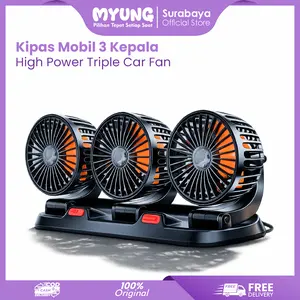 MYUNG Kipas Angin Mobil 3 Kepala 12V/24V / Kipas Pendingin Mobil Truck Kipas Dashboard Mobil Multifungsi Rotasi 360 / Three Headed Vehicle Fan Car Cooling