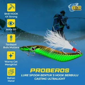 PROBEROS Umpan Pancing Lure Spoon Bentuk S Hook Berbulu 7G/10G/14G/20G Lure Casting Ultralight MJ112