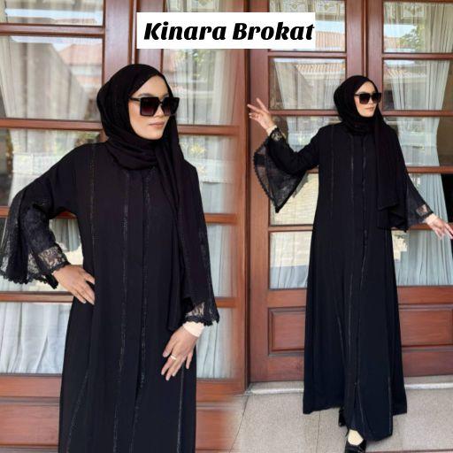Kinara Brokat Abaya Hitam Raya Muslim Gamis Arab Dewasa Wanita Umroh Mata Hitam Dress Syari Maxi Turki Bordir Remaja Lebaran Mewah Pesta Kondangan Kinara Brokat Cantik Outer Kombinasi