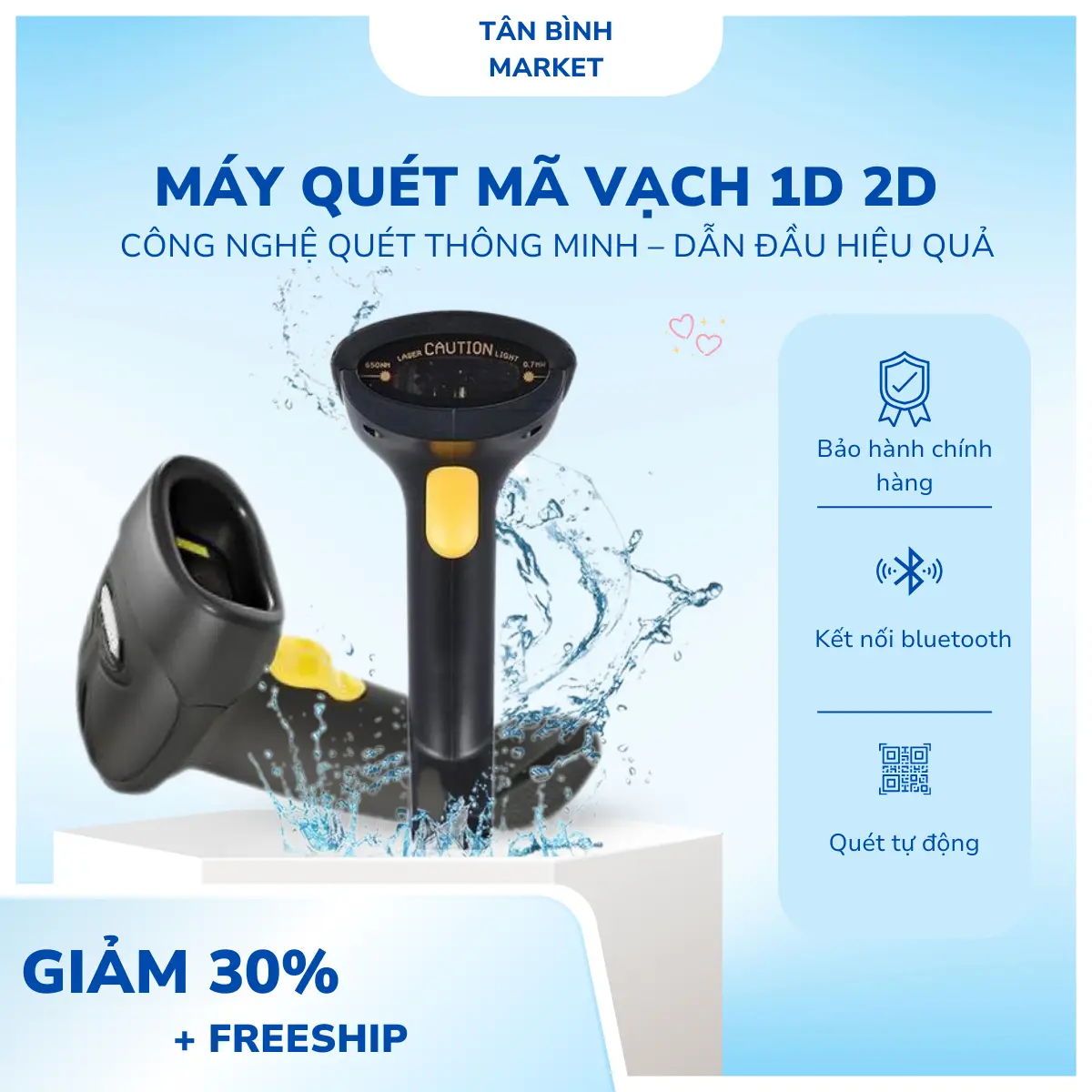 Máy bắn mã vạch Kaw 2D - Hàng Chính Hãng, Không Dây, Bluetooth 5.0, quét mã vạch kết nối máy tính điện thoại