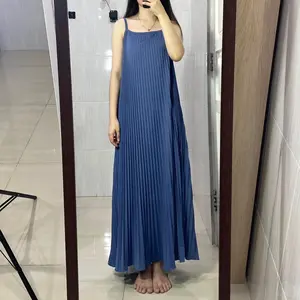 Jen Dress Pleats Long Dress High Quality Import Big Size Casual Gaun Wanita Panjang Pesta Maxi Simple Midi
