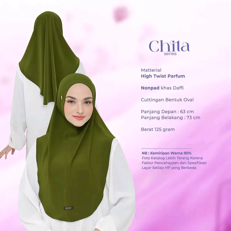 Hijab Instan Non Pad Chita By Daffi Harian High Oval Panjang Muslim Wanita Kerudung Syari Khimar Dewasa 1