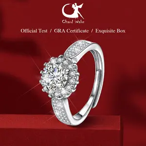 【003Harga telah dibanting, segera di CO】Chard Wake Cincin Wanita Berlian Fashion Elegan Perhiasan Cewek Original Free Size Cincin Tunangan Hadiah CWR077-Silver