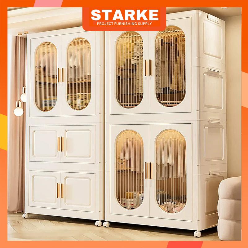  【Rộng 90cm  STARKE Tủ Quần Áo Gấp Gọn Có Ngăn Treo Trẻ Em Đựng Đồ Đa Năng Thông Minh Tháo Lắp Dễ Dàng Nhựa PP 