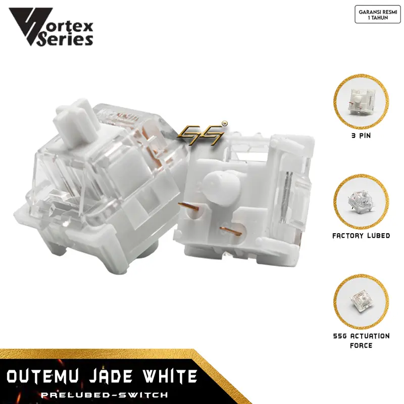 VortexSeries Outemu Jade White Prelubed Factory Lubed Linear Switch 3 pin 0