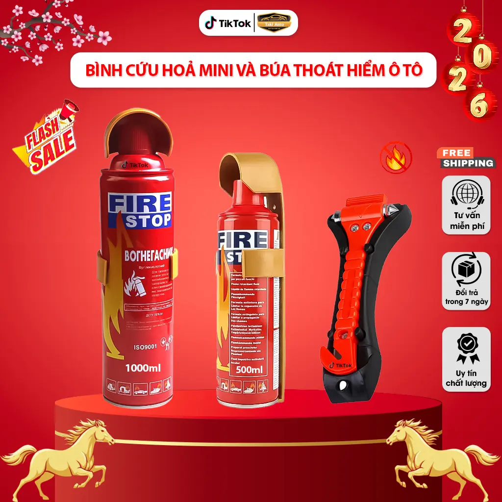 (Hot) Bình Cứu Hoả Mini ô tô và Búa phá kính ô tô, dùng trong trường hợp khẩn cấp ô tô, xe máy, nhà cửa nhỏ gọn dễ sử dụng